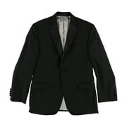Calvin Klein Mens Single Breasted Two Button Blazer Jacket, Black, 42 Long